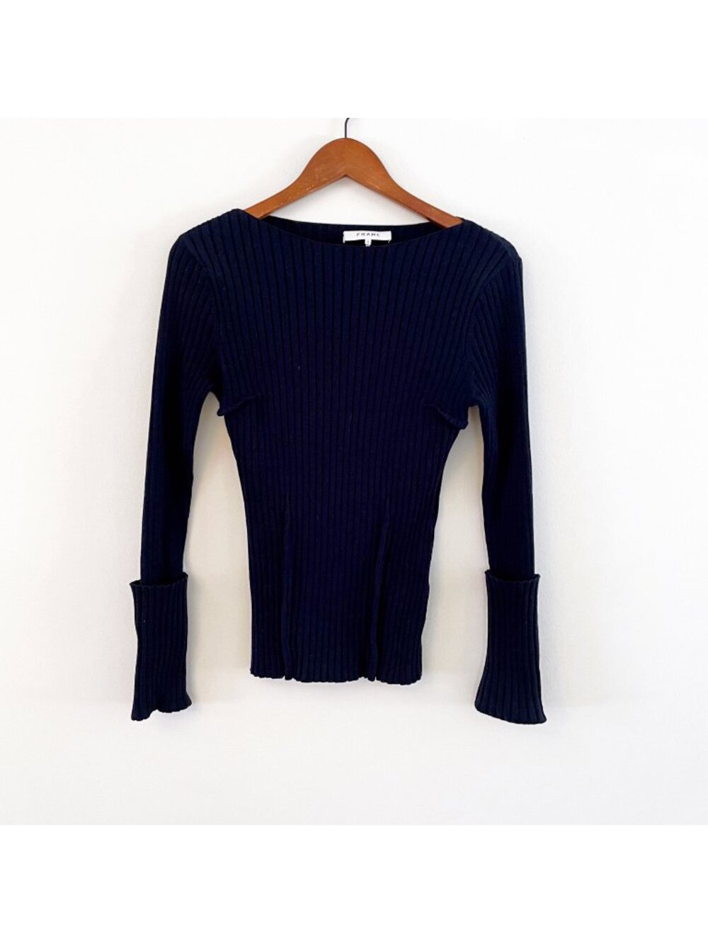 Frame Navy Blue Ribbed Sweater, Size Small